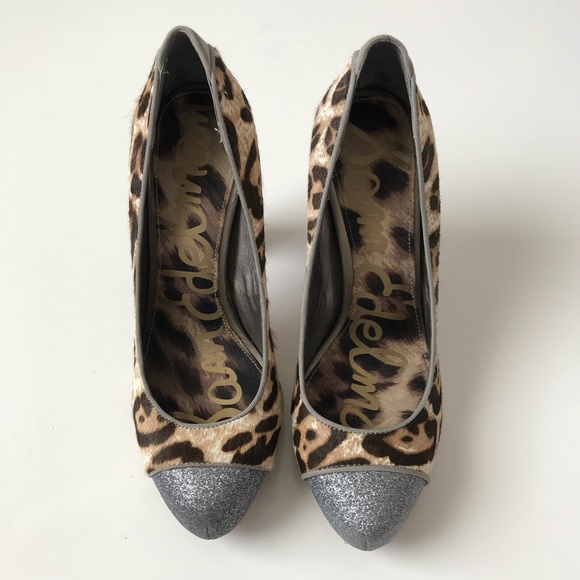 Sam Edelman Animal Print Glitter Heels 6.5 - Picture 2 of 8